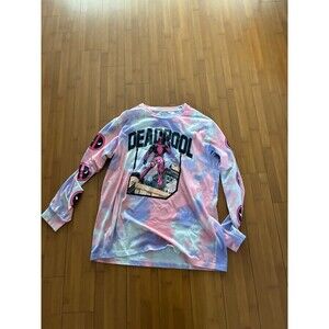 deadpool tie dye shirt long sleeve shirt pink mens medium